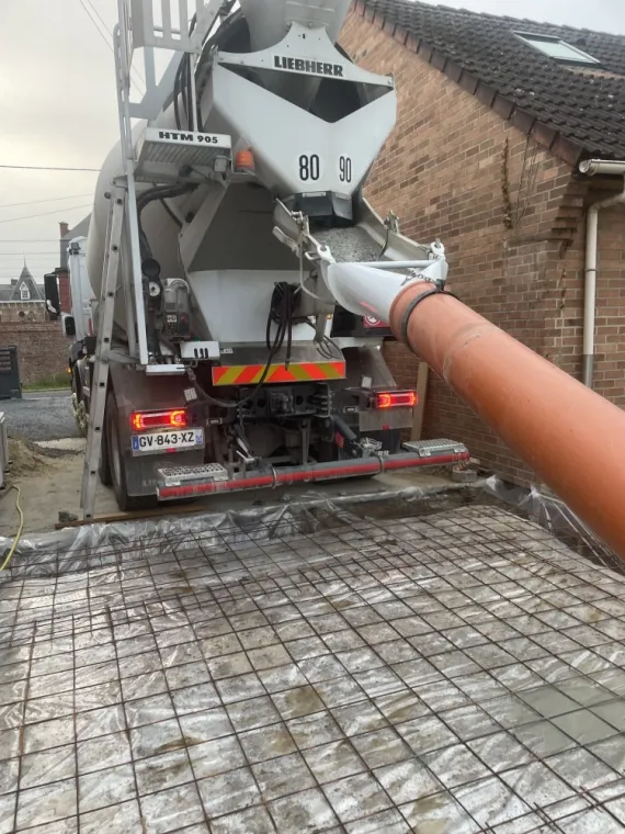 Coulage d’une dalle de garage, Lille, TRANS-LINE